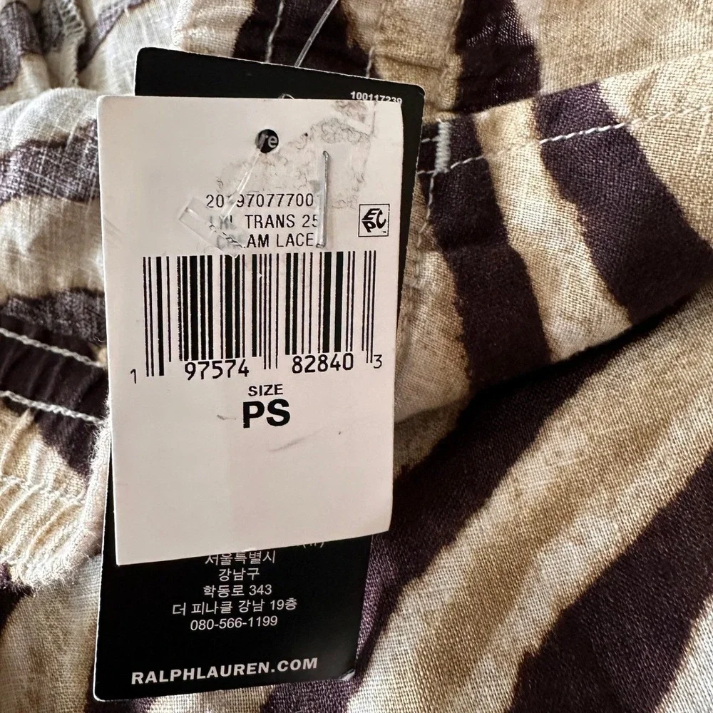 Lauren Ralph Lauren NWT SZ2P Zebra Print Wide Leg Pant Drawstring Bone chocolate - Picture 10 of 14